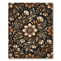 Elegant Gold Floral Botanical Medallion Rug