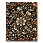 Elegant Gold Floral Botanical Medallion Rug