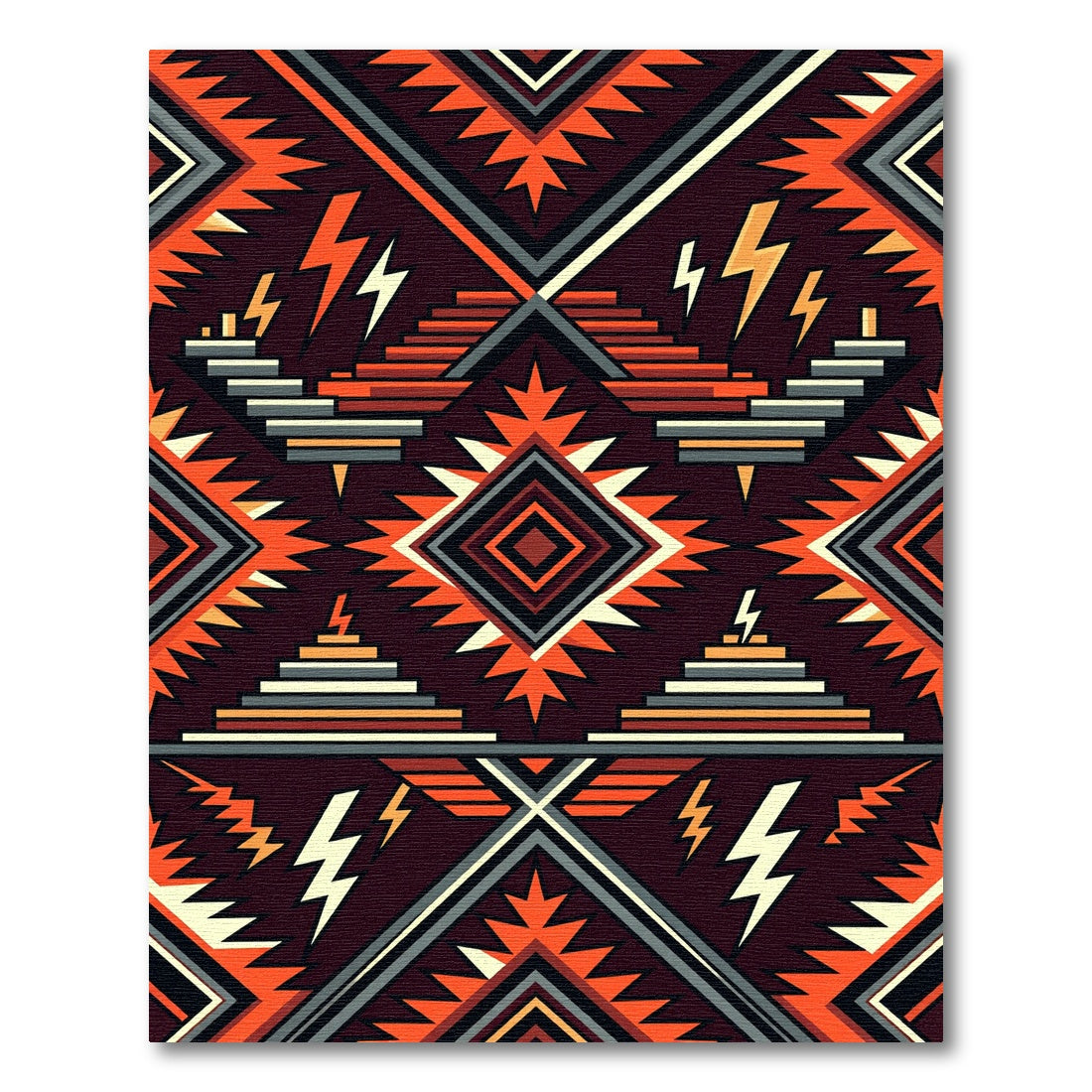 Geometric Lightning Step Chili Orange Rug