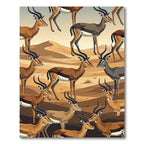 Golden Safari Gazelle Desert Landscape Rug