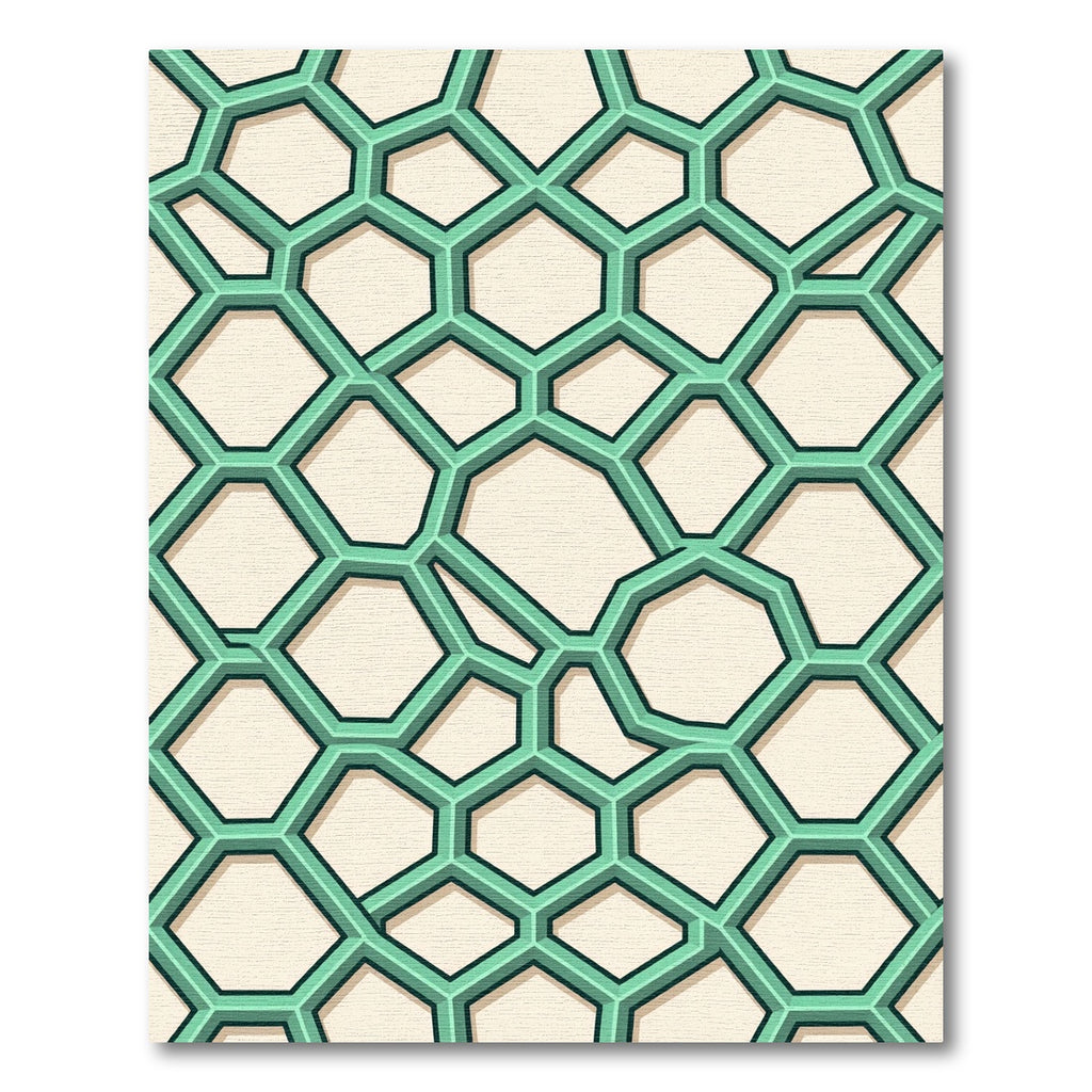 Modern Mint Geometric Honeycomb Grid Rug