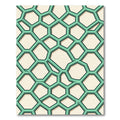Modern Mint Geometric Honeycomb Grid Rug