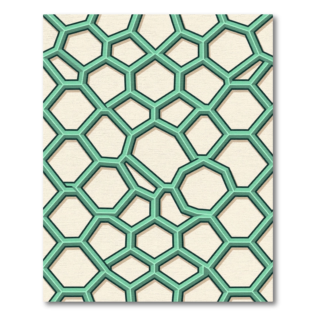 Modern Mint Geometric Honeycomb Grid Rug