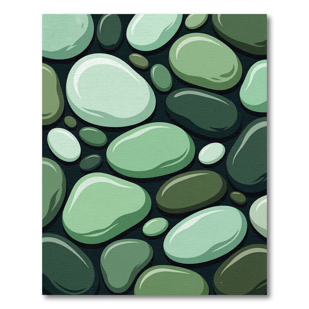 Smooth Jade Pebbles Scattered Arrangement Rug