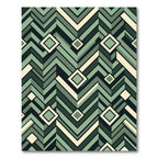 Geometric Sage Chevron Diamond Layered Rug