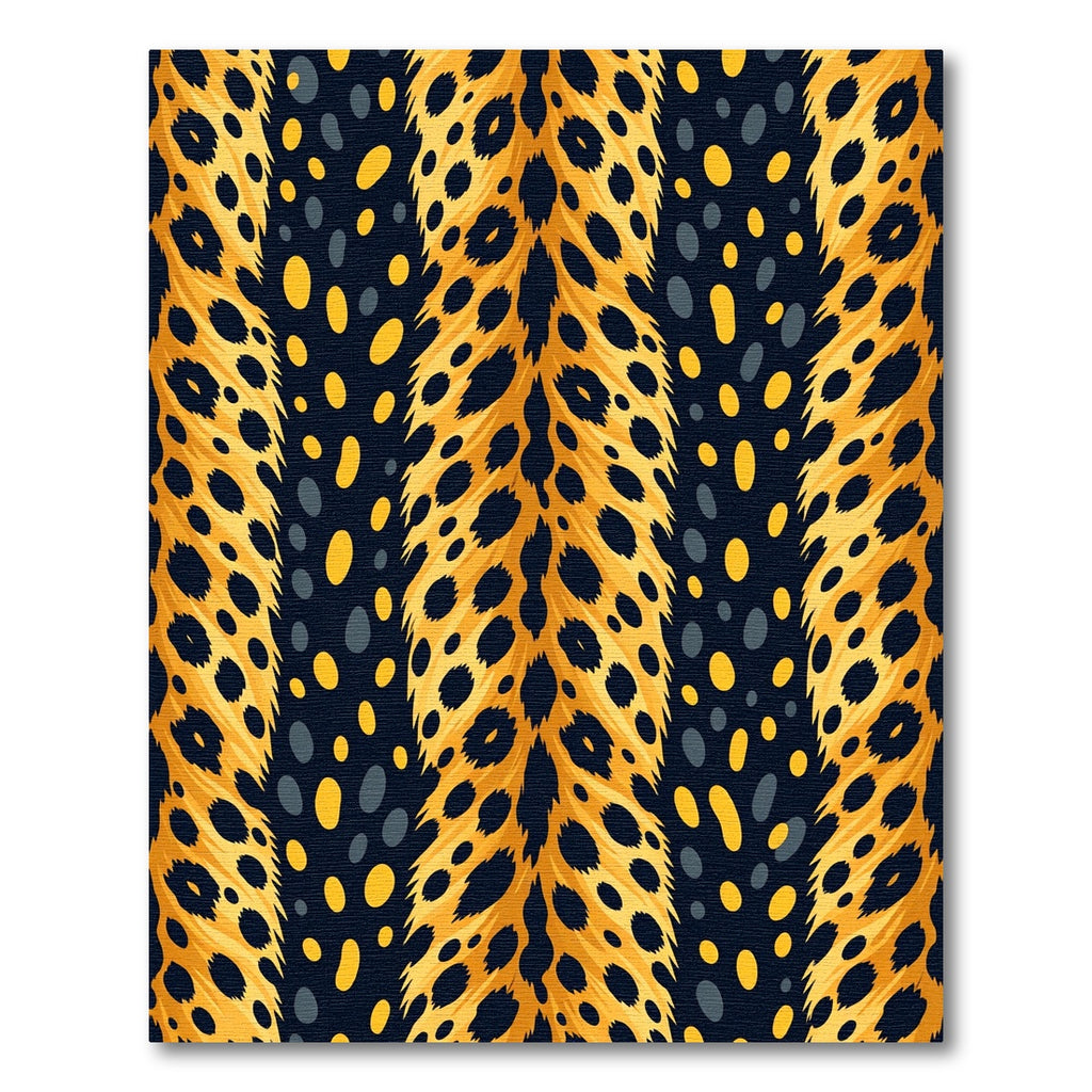 Golden Animal Spots with Navy Vertical Stripes Rug