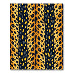 Golden Animal Spots with Navy Vertical Stripes Rug