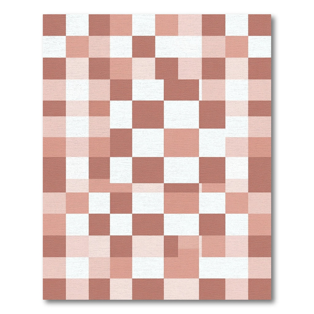 Modern Rose Clay Checkers Abstract Square Rug