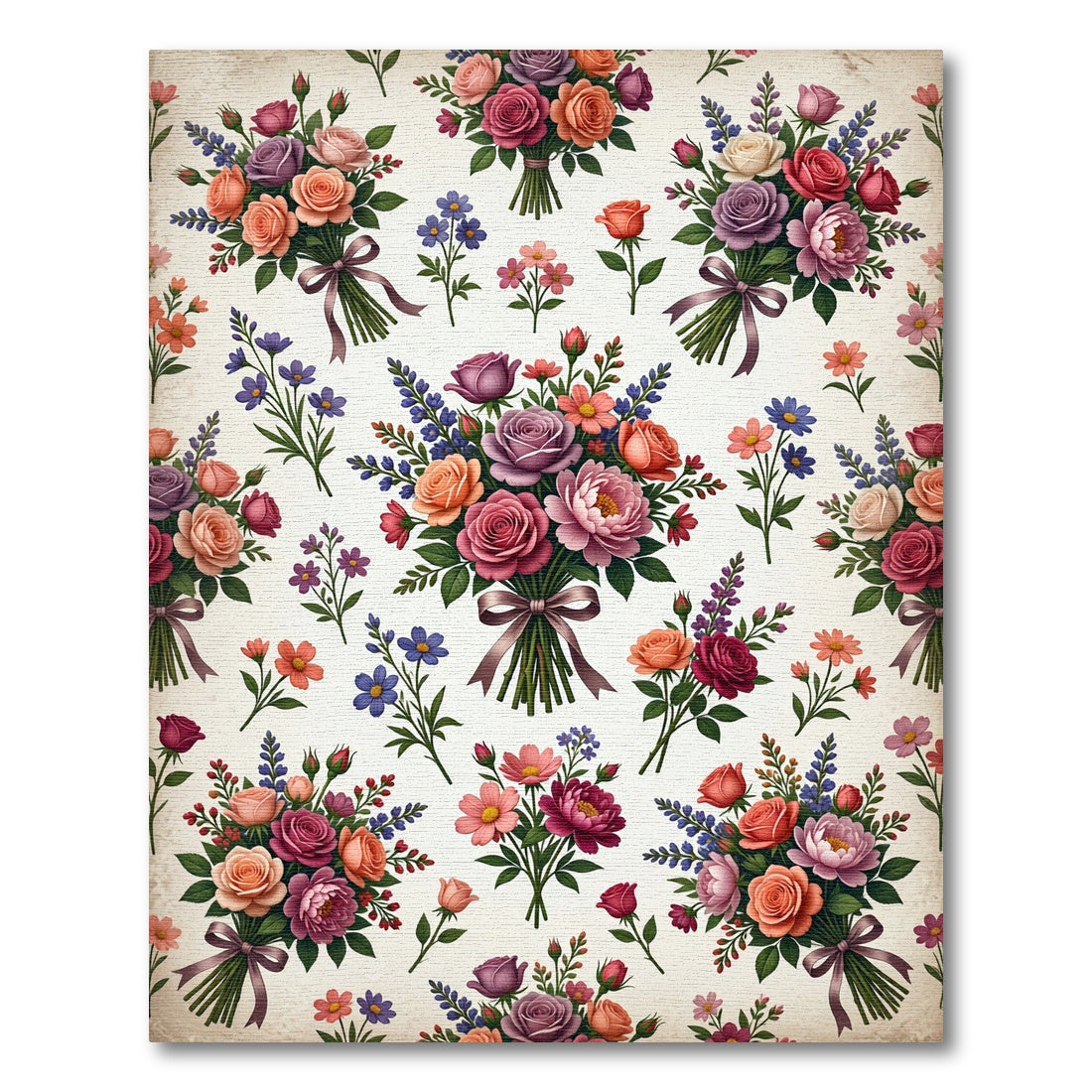 Rose Orchid Bouquet Floral Arrangement Rug