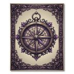 Ornate Grape Purple Antique Compass Card Rug