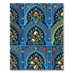 Deep Blue Pomegranate Archway Floral Rug