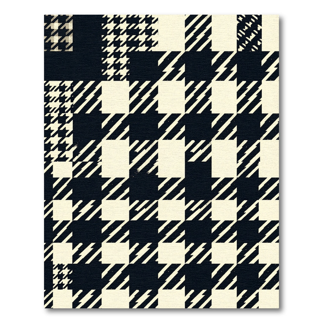 Monochrome Geometric Houndstooth Check Grid Rug
