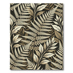 Neutral Botanical Fern Leaf Art Rug