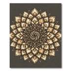 Golden Sepia Ethereal Swirl Mandala Rug