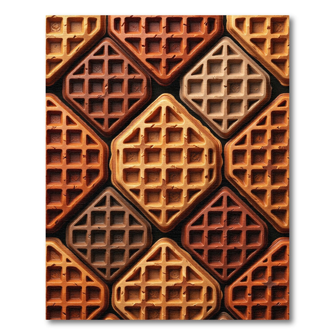 Toasted Golden Waffle Grid Texture Rug