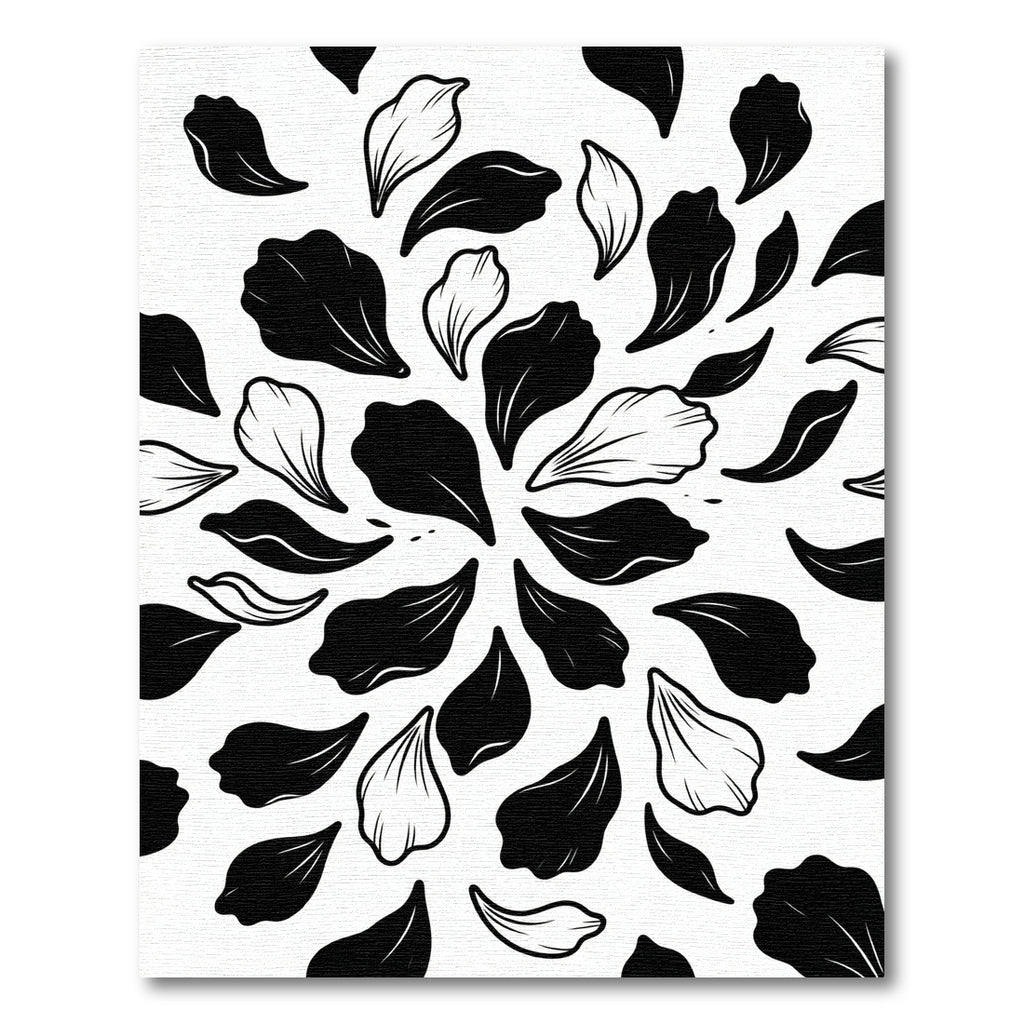 Monochromatic Floating Petal Botanical Art Rug
