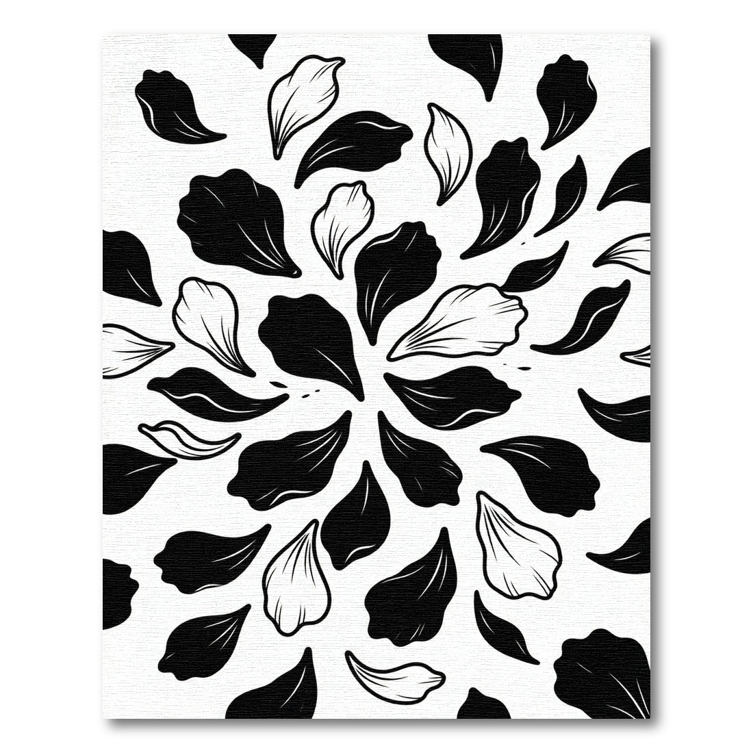Monochromatic Floating Petal Botanical Art Rug