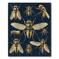 Entomological Golden Fly Illustration Art Rug