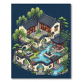 Serene Zen Garden Pavilion Landscape Rug