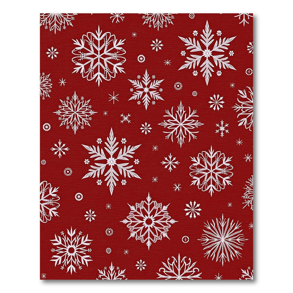 Crimson White Snowflake Collage Rug