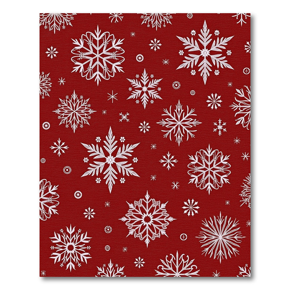 Crimson White Snowflake Collage Rug