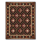 Deep Burgundy Floral Fish Diamond Tapestry Rug