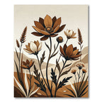 Earthy Neutral Botanical Wildflower Illustration Rug