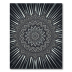 Monochrome Radiant Floral Mandala Art Rug