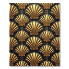 Art Deco Golden Shell Geometric Rug