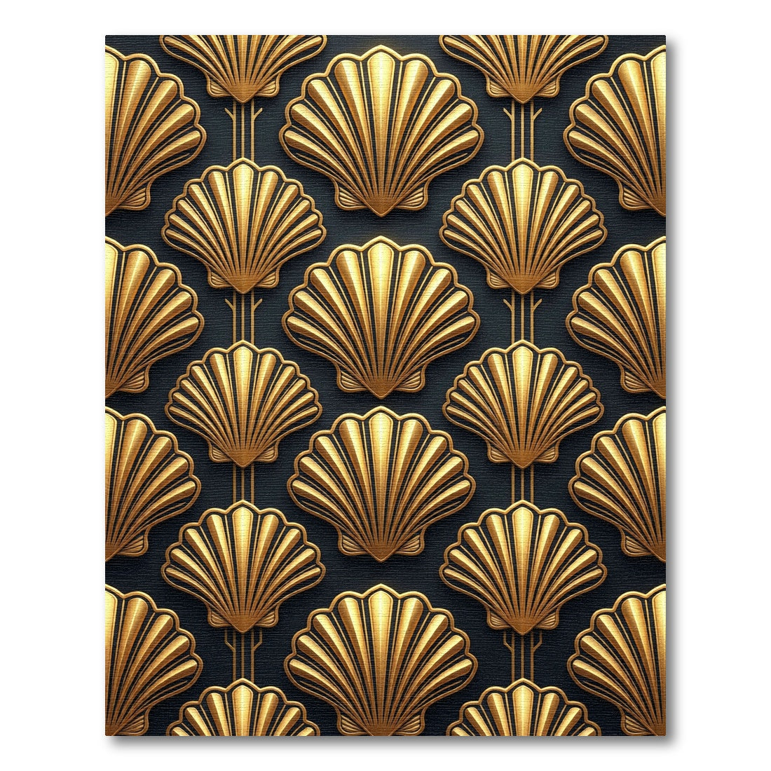 Art Deco Golden Shell Geometric Rug