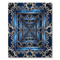 Neon Infinity Baroque Silver Blue Fractal Rug