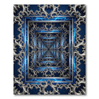 Neon Infinity Baroque Silver Blue Fractal Rug