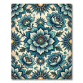 Teal Botanical Floral Burst Medallion Rug
