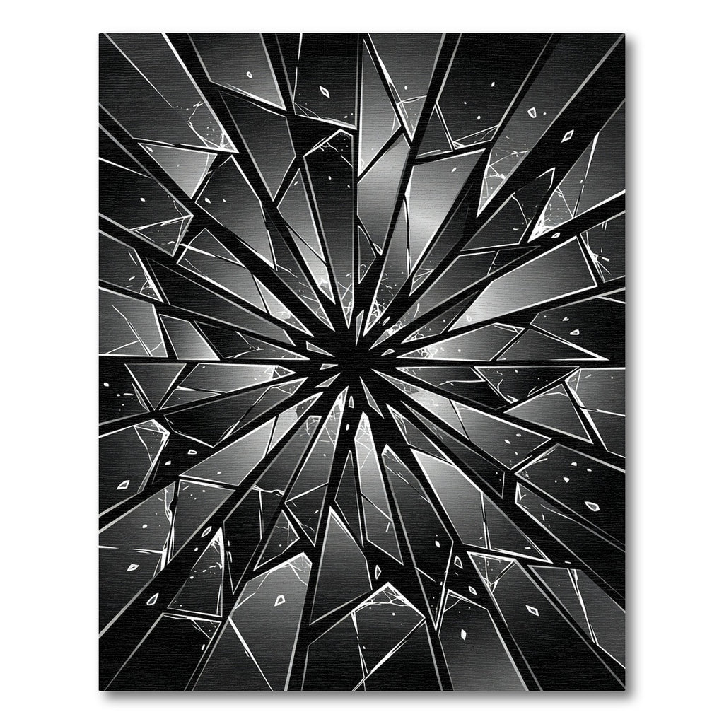 Monochrome Shattered Glass Geometric Area Rug