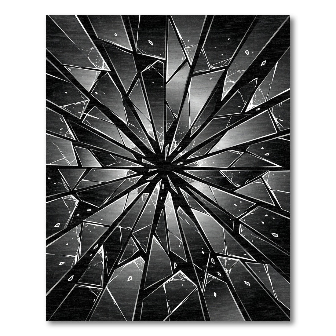 Monochrome Shattered Glass Geometric Area Rug