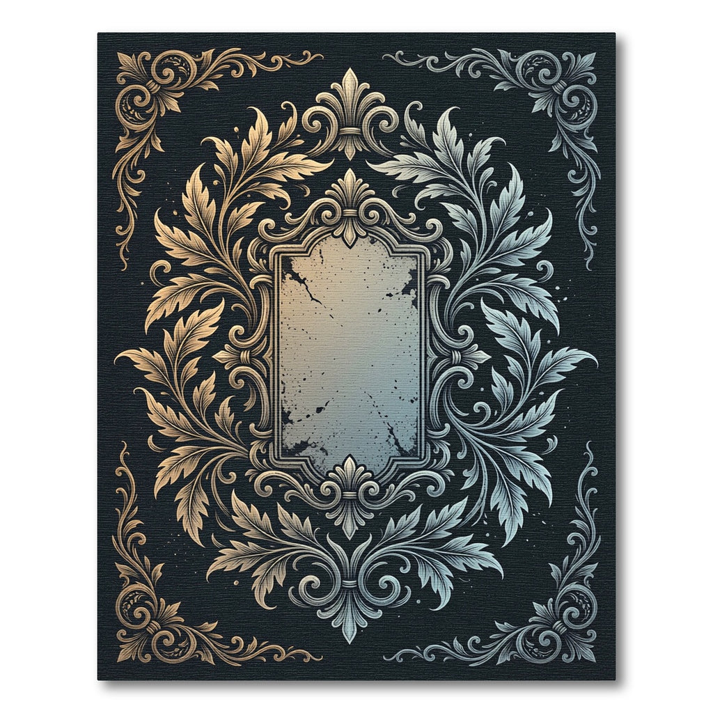 Ornate Baroque Gold and Silver Filigree Rug