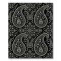 Black Silver Intricate Paisley Floral Rug