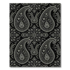 Black Silver Intricate Paisley Floral Rug