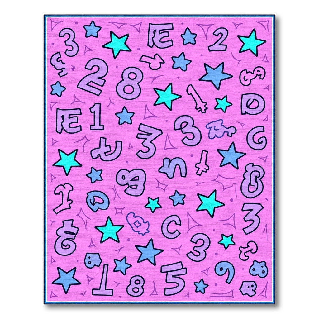 Pink Purple Star Number Collage Rug
