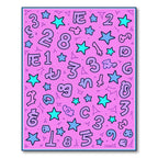 Pink Purple Star Number Collage Rug