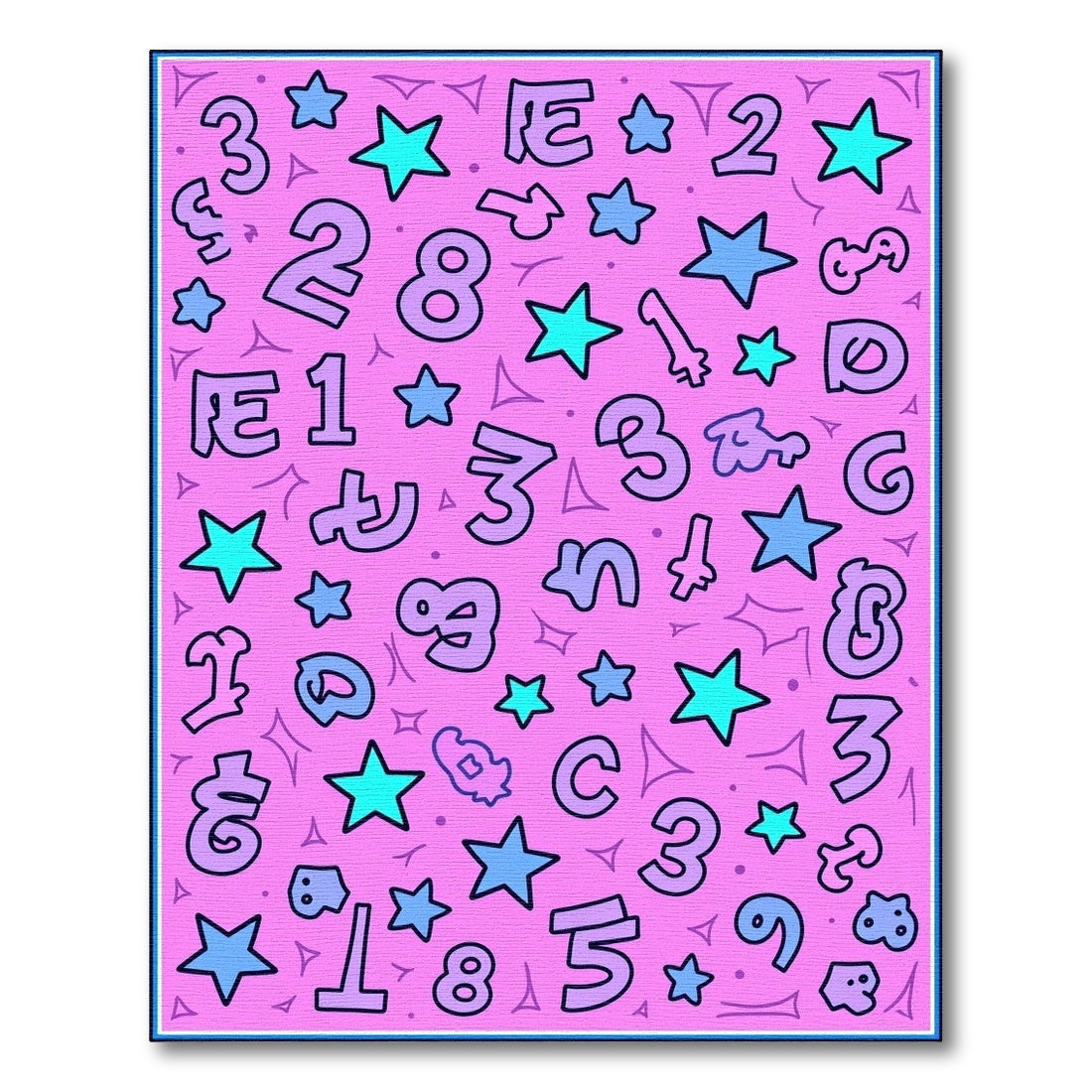 Pink Purple Star Number Collage Rug