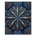 Ornate Blue Gold Mandala Star Rug