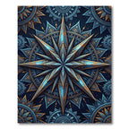Ornate Blue Gold Mandala Star Rug