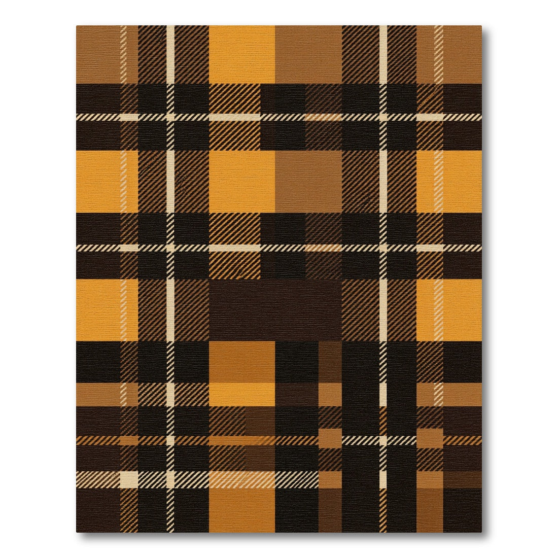 Golden Brown Plaid Tartan Check Rug