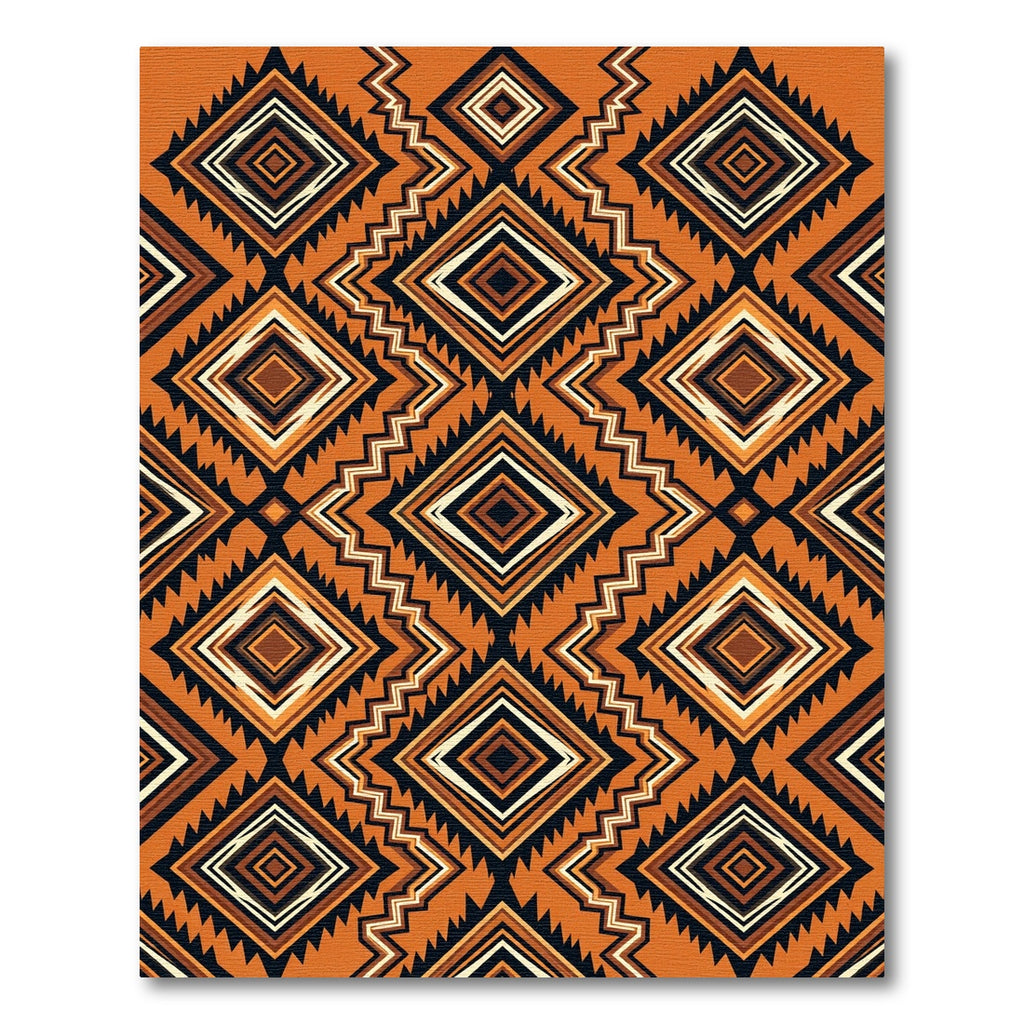 Geometric Burnt Orange Zigzag Diamond Rug