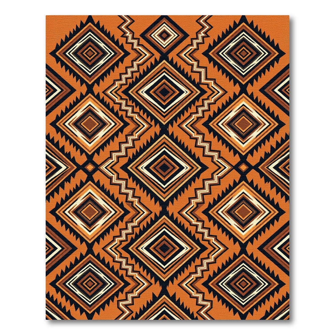 Geometric Burnt Orange Zigzag Diamond Rug