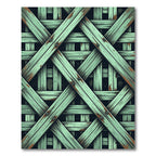 Distressed Mint Green Wood Lattice Rug