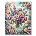 Vibrant Pastel Watercolor Floral Bouquet Rug