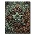 Elegant Sage Green Ornate Damask Medallion Rug