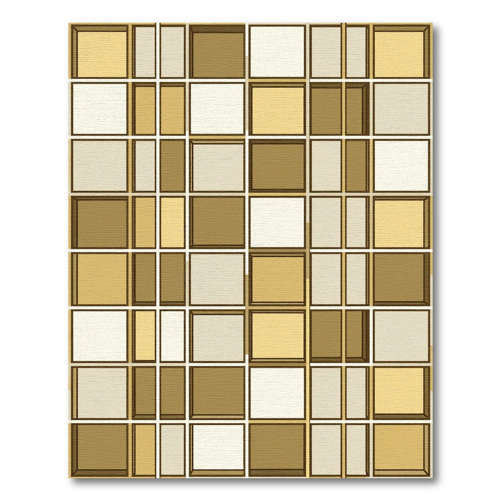 Golden Beige Geometric Blocks Rug